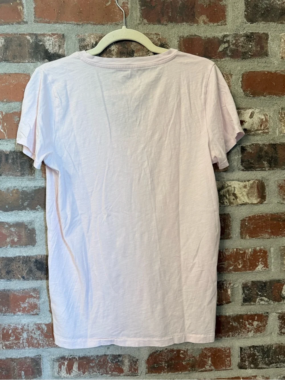 T127 - J. Crew Pale Pink V-Neck Short Sleeve Tee